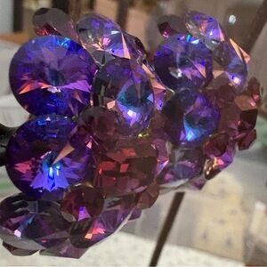 Vintage Loaded Tri Color Purple Crystal Elegant spectacular Earrings